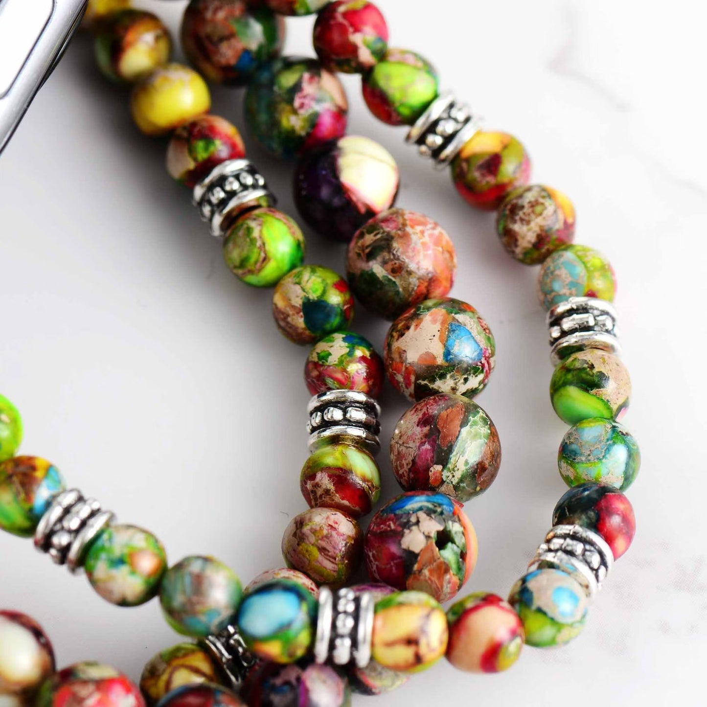 Colorful Imperial Jasper Stretch Apple Watch Strap