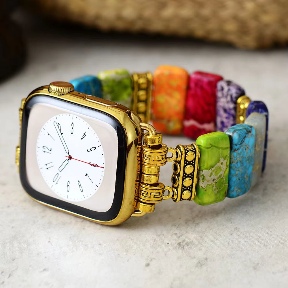 Handmade Chakra Jasper Gold Apple Watch Band