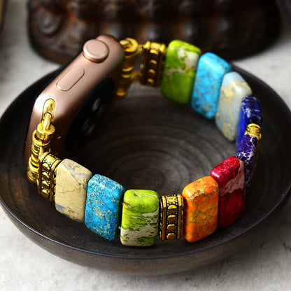 Handmade Chakra Jasper Gold Apple Watch Band