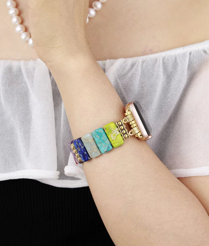 Handmade Chakra Jasper Gold Apple Watch Band
