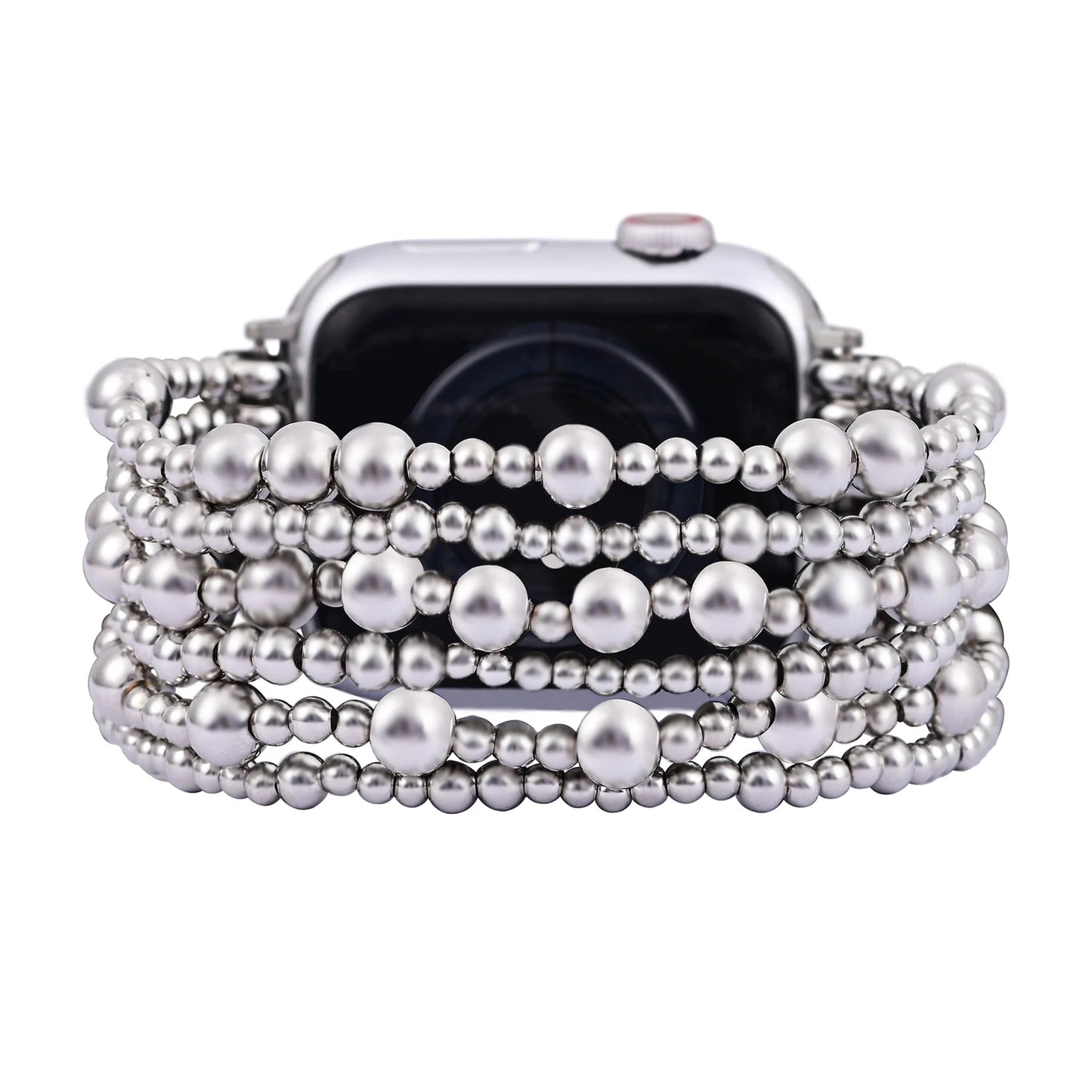 Luxury Platinum Beads Stretch Apple Watch Strap