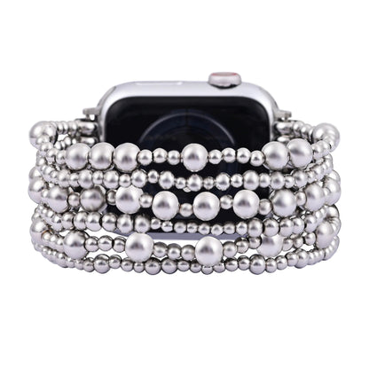 Luxury Platinum Beads Stretch Apple Watch Strap