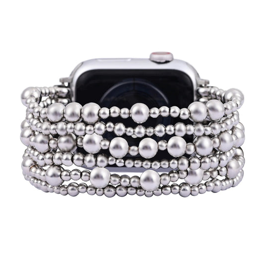 Luxury Platinum Beads Stretch Apple Watch Strap