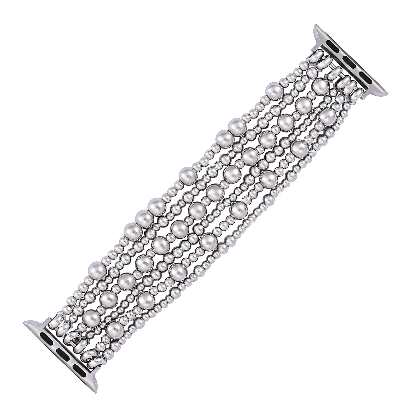 Luxury Platinum Beads Stretch Apple Watch Strap