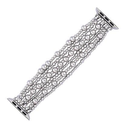 Luxury Platinum Beads Stretch Apple Watch Strap