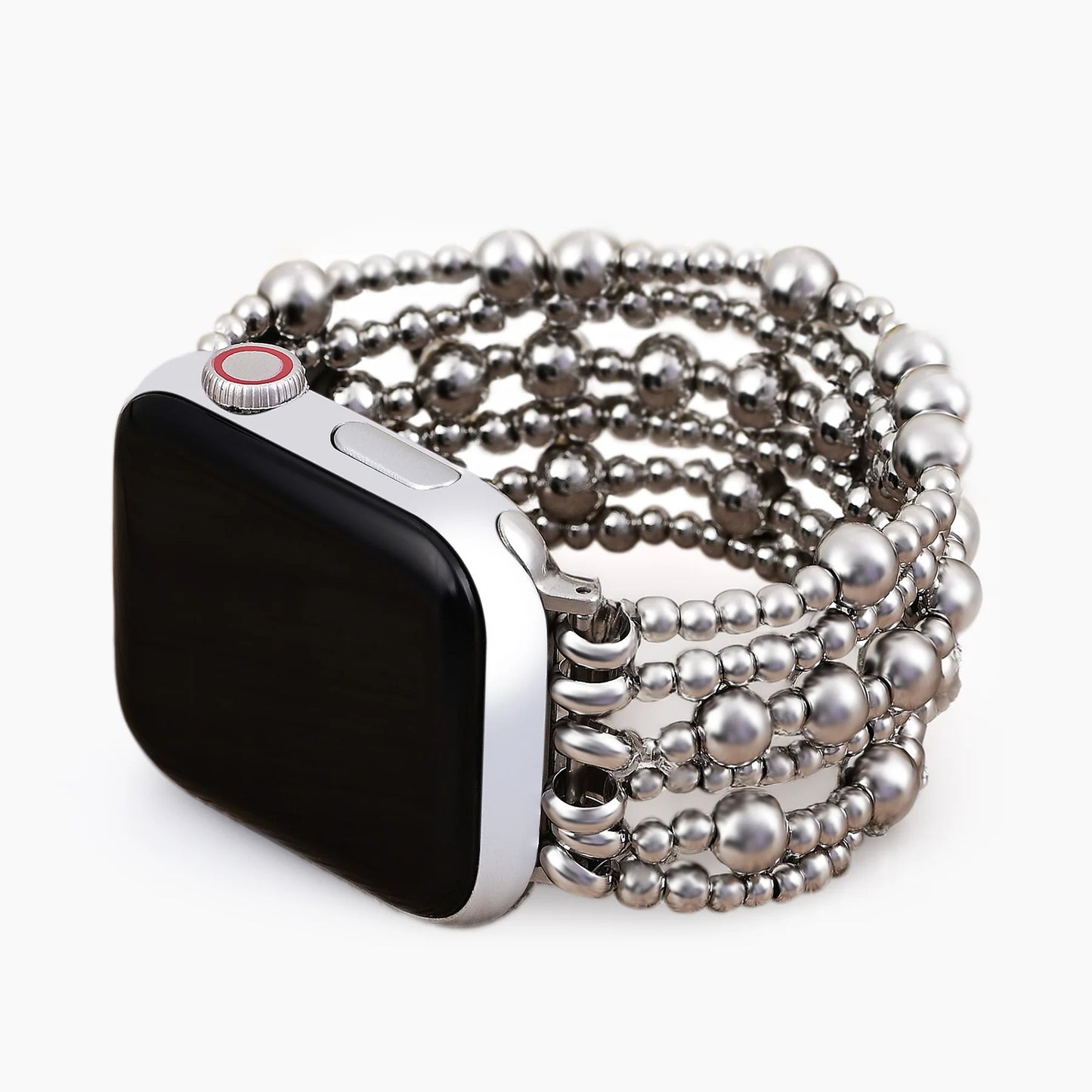 Luxury Platinum Beads Stretch Apple Watch Strap