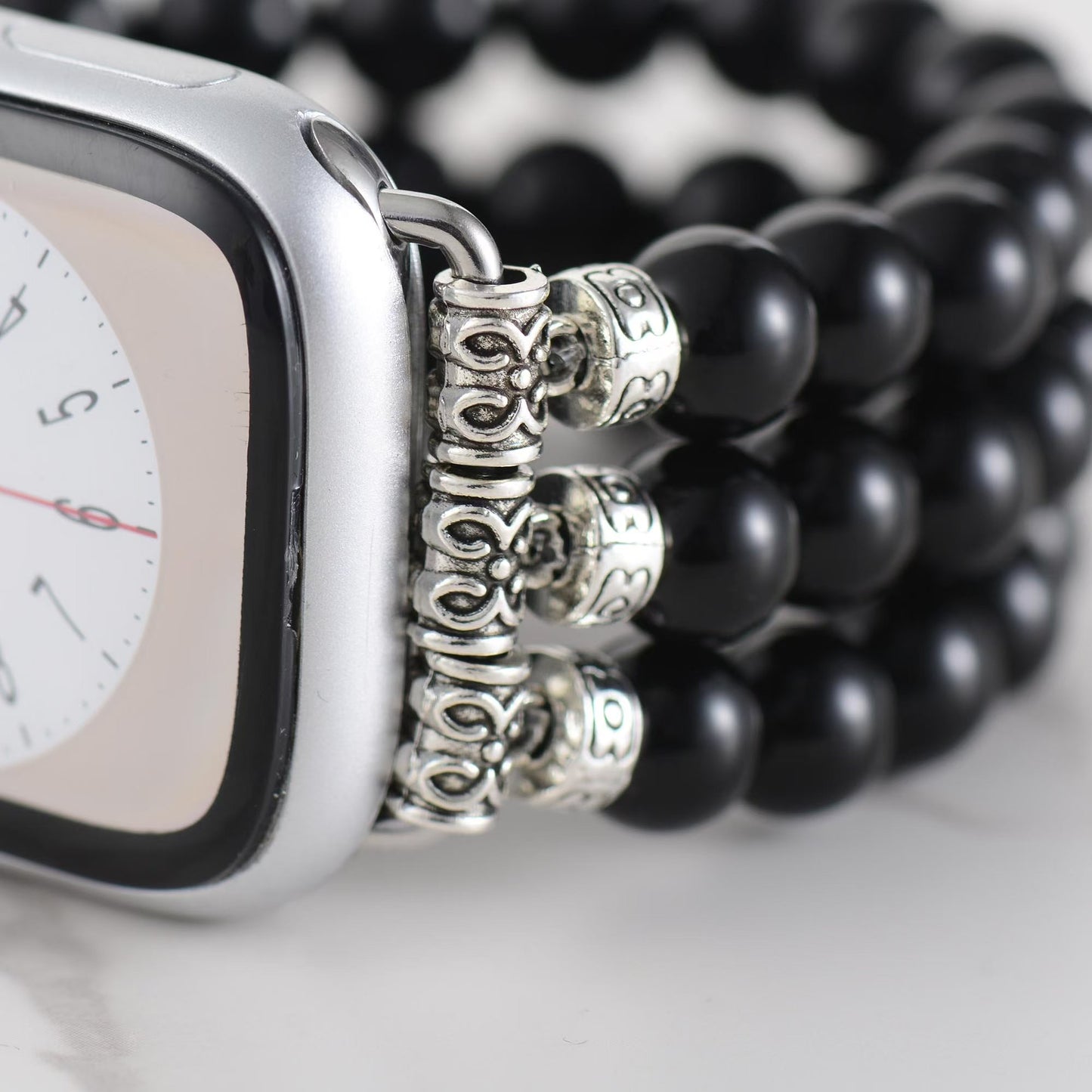 Elegant Black Onyx Beads Elastic Apple Watch Band