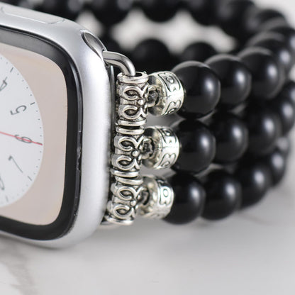 Elegant Black Onyx Beads Elastic Apple Watch Band