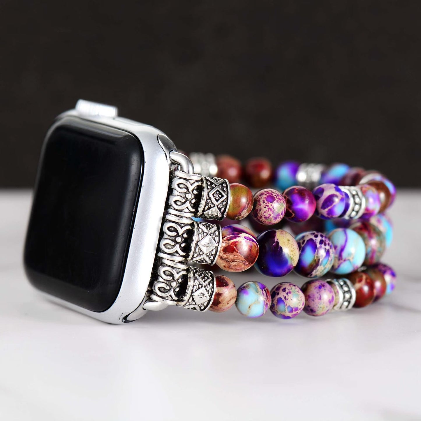 Handmade Emperor Jasper Stretch Apple Watch Strap
