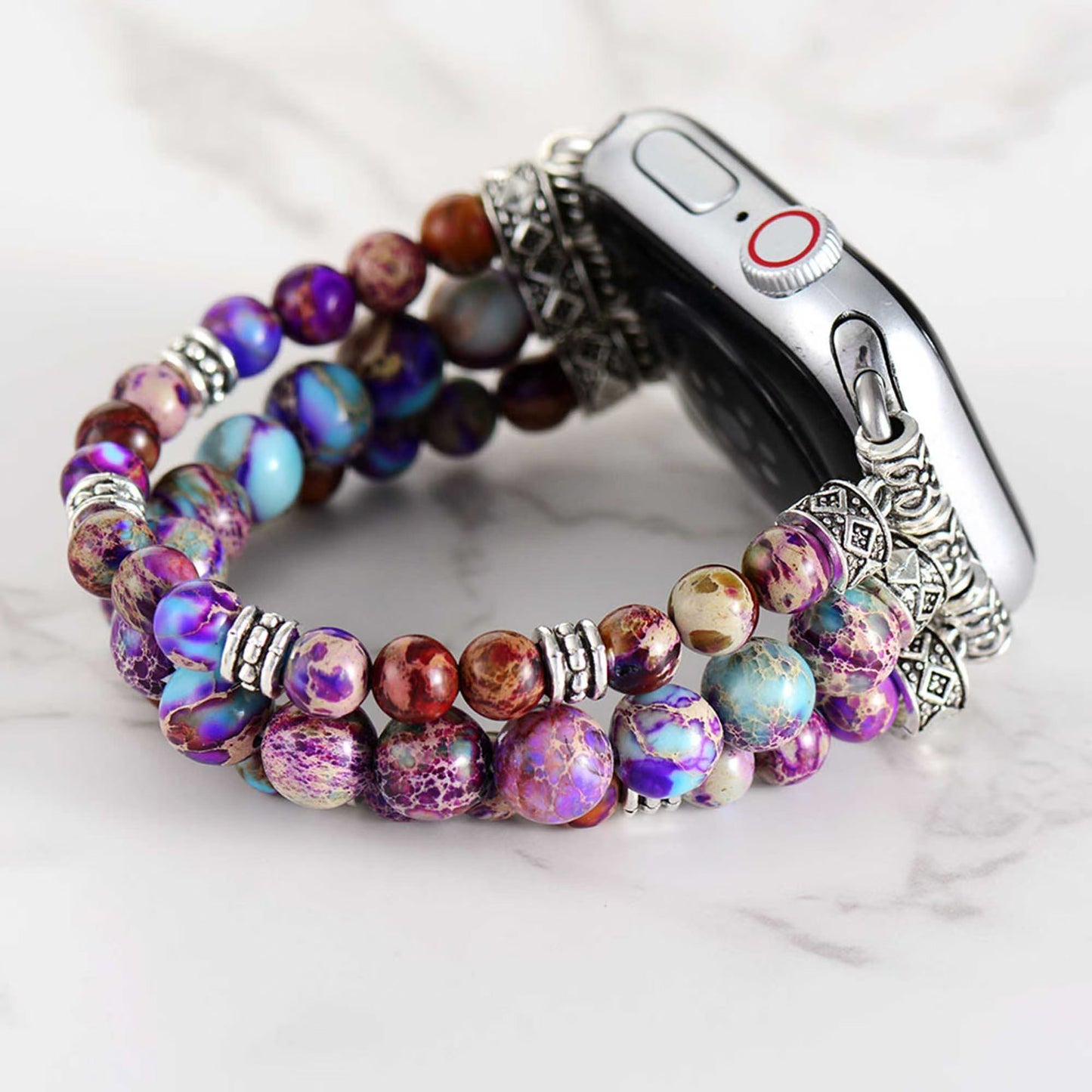 Handmade Emperor Jasper Stretch Apple Watch Strap