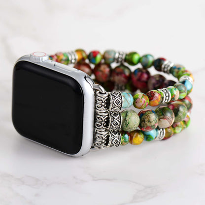 Colorful Imperial Jasper Stretch Apple Watch Strap